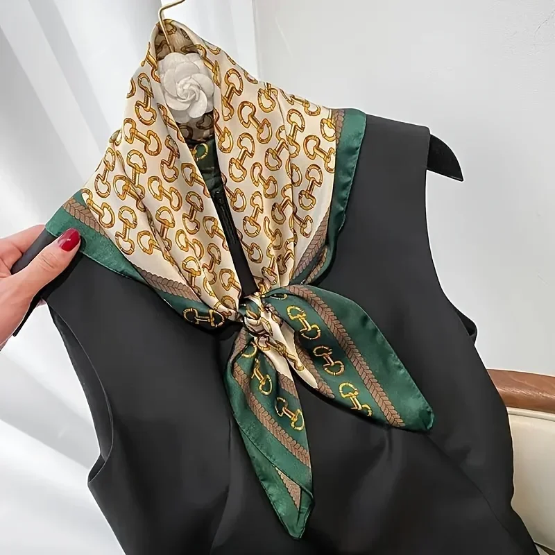 Écharpe carrée en Satin doux pour femmes, élégante, ronde verte à la mode, tissée douce, accessoire de mode, enveloppe de cou polyvalente