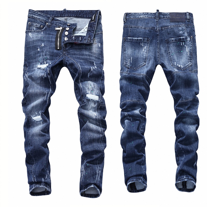 Marque de mode européenne hommes italie jean pantalon Design Cool haut jean hommes Slim jean Denim pantalon bleu trou pantalon jean pour hommes