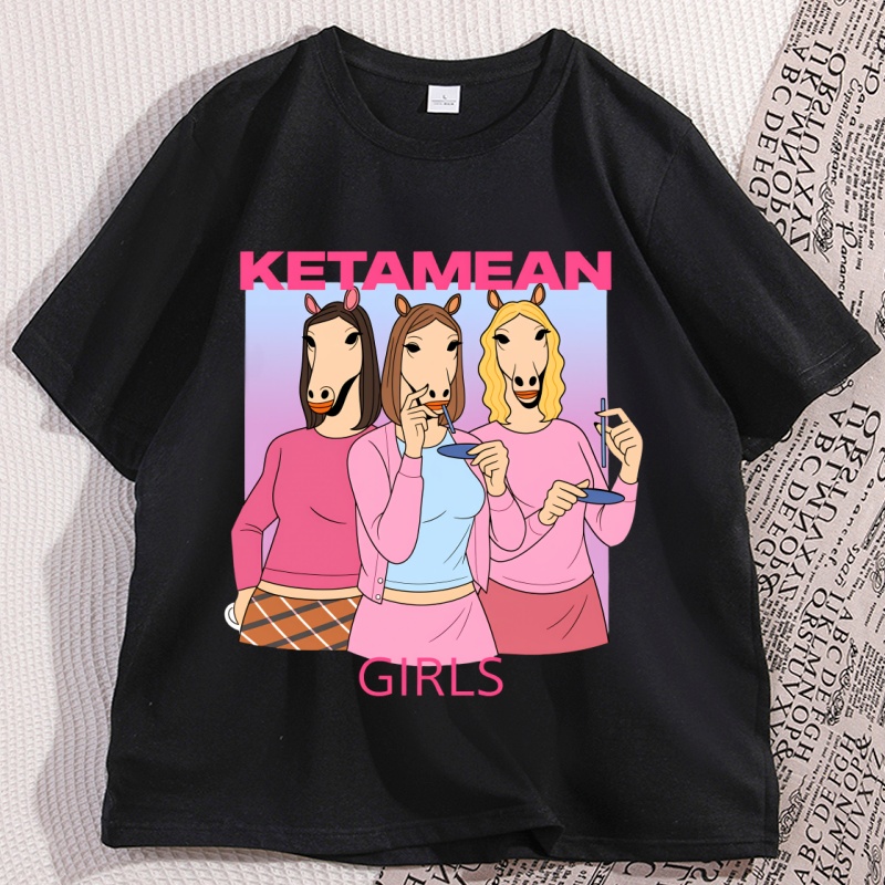 Ketamean filles T-shirt décontracté coton à manches courtes T-shirt drôle Humor à la mode T-shirt ample haut col en o vêtements surdimensionnés t-shirts