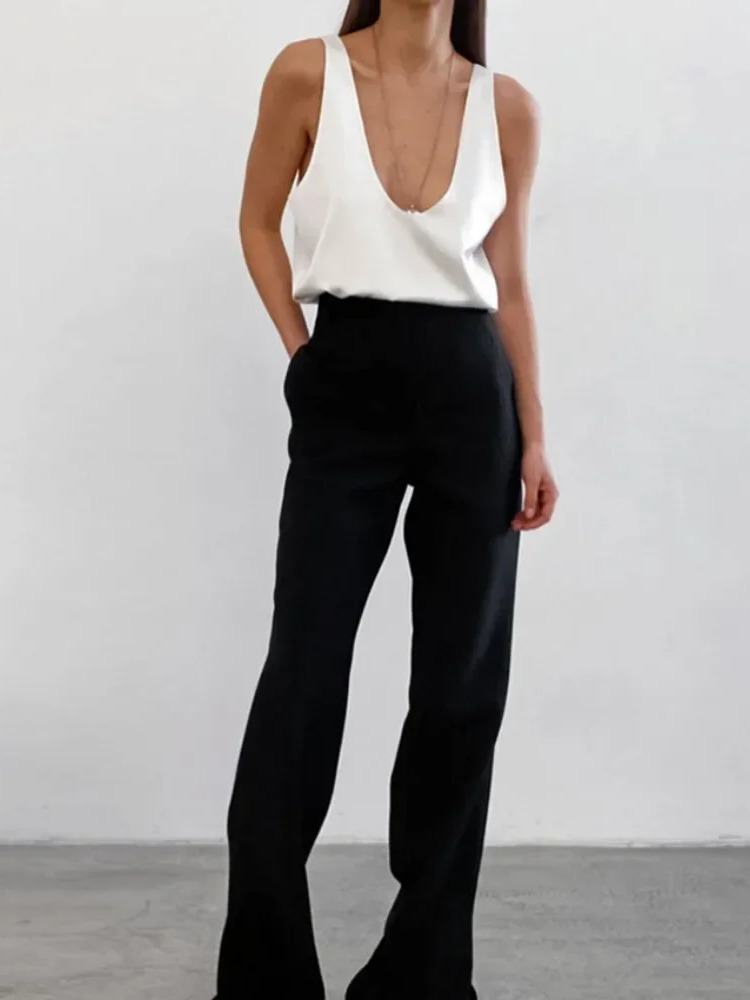 Débardeur de luxe léger et confortable pour femmes, col en U, pour filles, respirant, doublure en Satin doux, sans manches, printemps été, 2025, MA7W