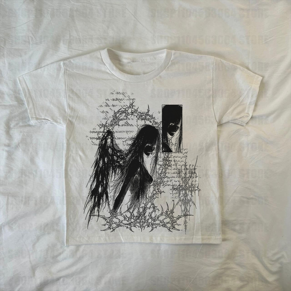 Vêtements grunge pour femmes, vêtements féminins à manches longues, style Shoujo Girl, t-shirts pour bébés, tops Y2k, t-shirts pour femmes, Harajuku Kawaii Kpop