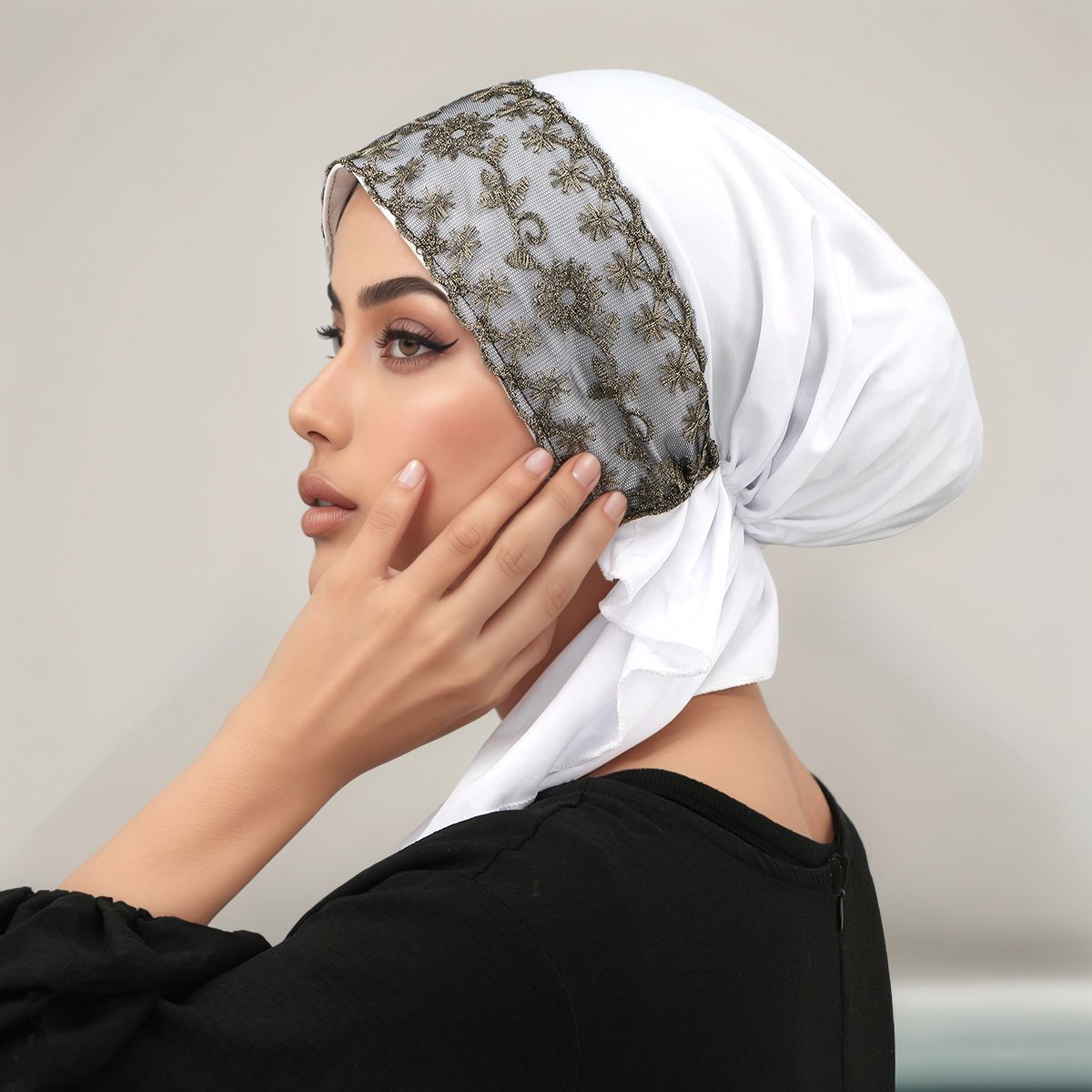 Hijab uni tendance pour femme musulmane, foulard à dentelle ondulée, chapeaux de Ramadan, turbans, bonnets, sous-bonnet élastique