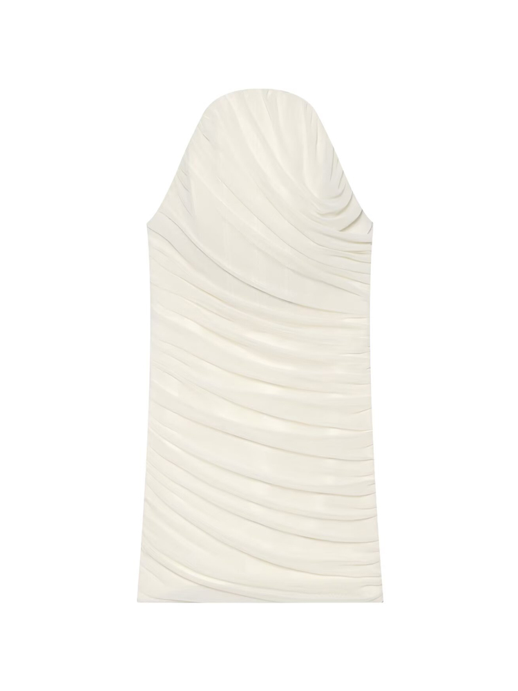 Robe courte en tulle drapé pour femme, épaules dénudées, dos nu, sexy, pour soirée, en maille, pour l'été