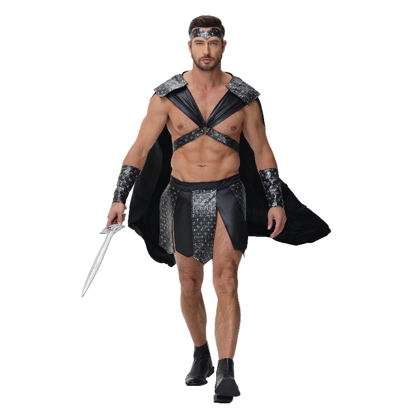 Costume de guerrier spartiate pour homme, tenue de gladiateur romain avec cape, cosplay d'Halloween pour le carnaval