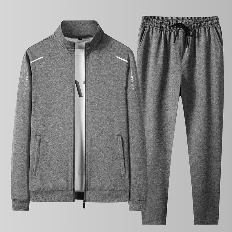 Ensemble de vêtements de sport pour homme, printemps automne, sweat-shirt à col montant fin, pantalon de course, veste légère, costume décontracté tendance en polyester