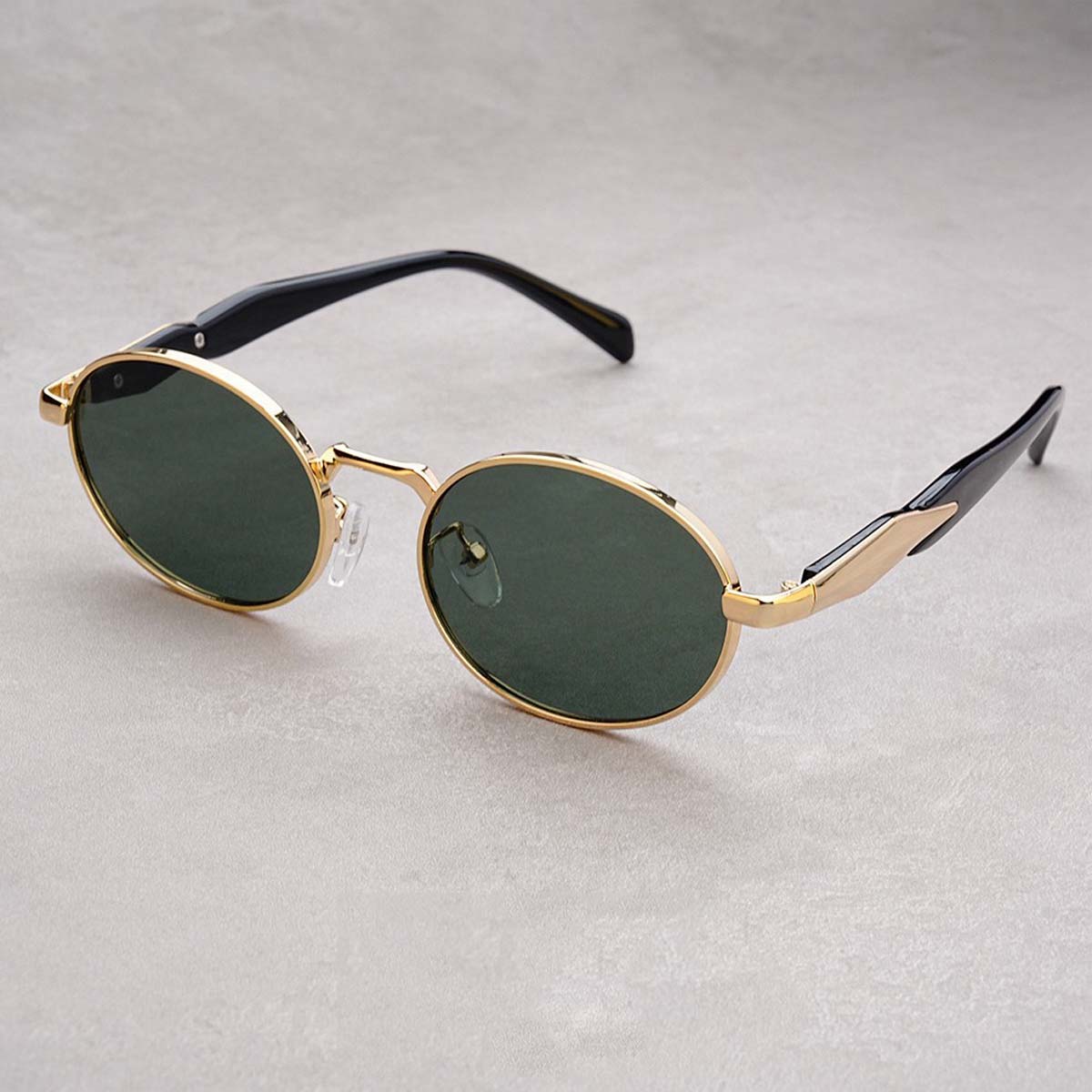 Lunettes de soleil ovales en métal pour hommes et femmes, lunettes de soleil à monture ronde, nuances rétro, lunettes unisexes, UV400, design de marque de luxe