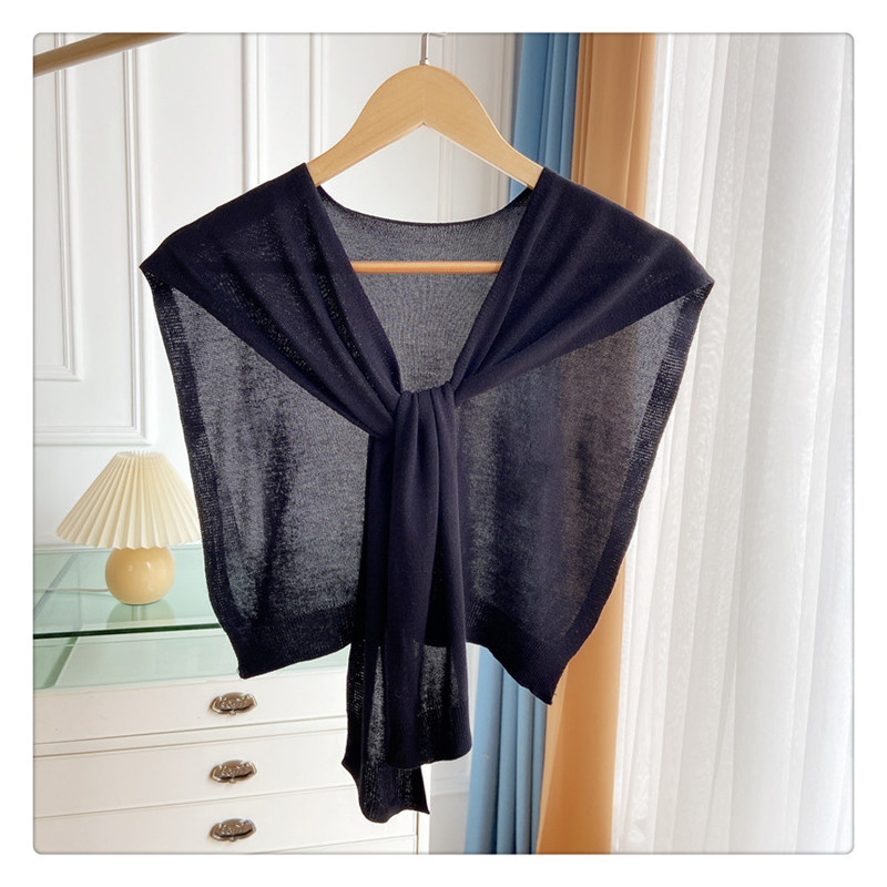 InjEverak-Châle d'été tricoté pour femme, protection solaire, couleur unie, cape sud-coréenne, chambre climatisée, protection du cou féminin