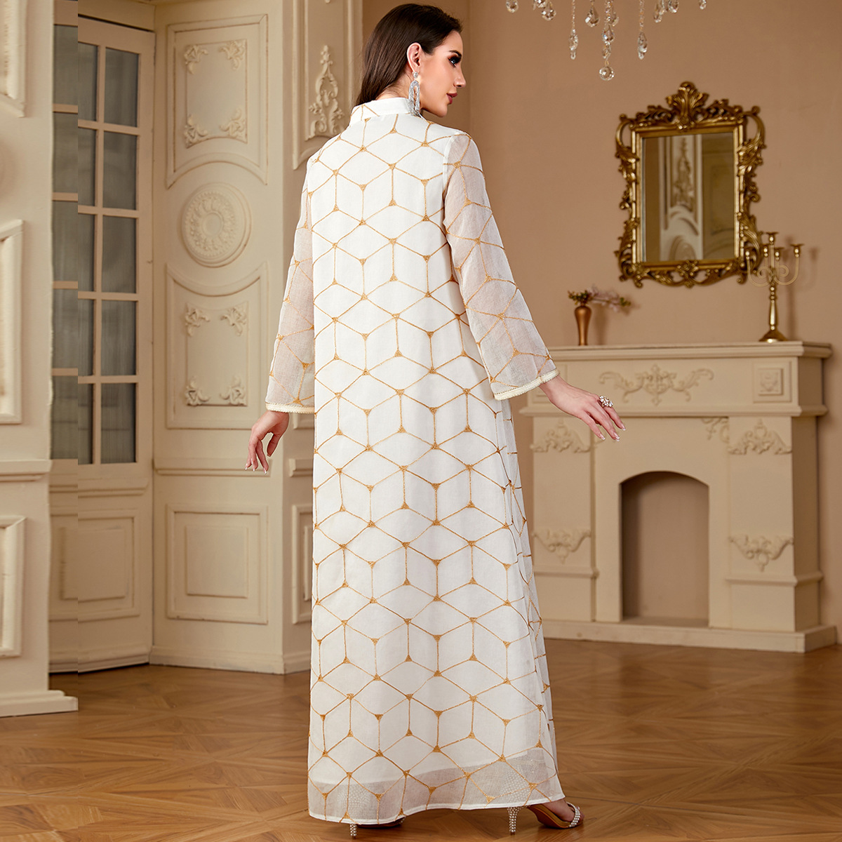 Abaya-Robe longue brodée de Dubaï, moyen-orient, robes de femmes musulmanes, patchwork européen et américain, robe à fleurs