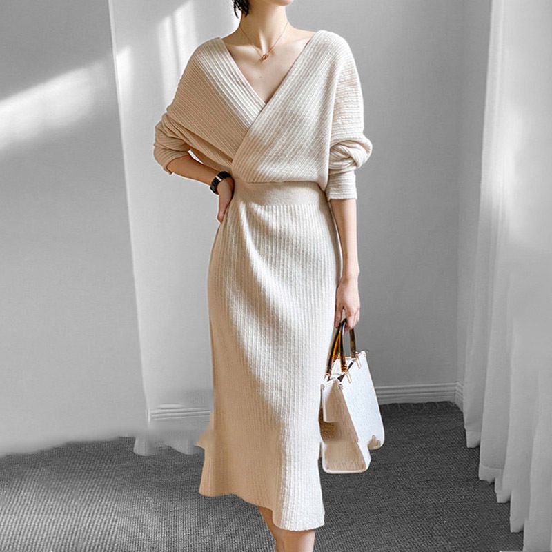 Robe de Soirée Longue et Sexy à Col en V pour Femme, Tenue de Styliste au Crochet, Couleur Unie