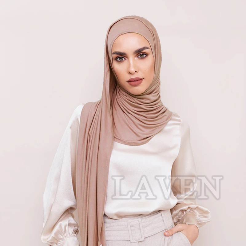 Laven – foulard instantané en Jersey de couleur unie pour femmes, Hijab musulman, en coton doux, extensible, avec Tube, bonnet sous-écharpe echarpe femme echarpe femme hiver luxe foulard femme echarpe chaude femme