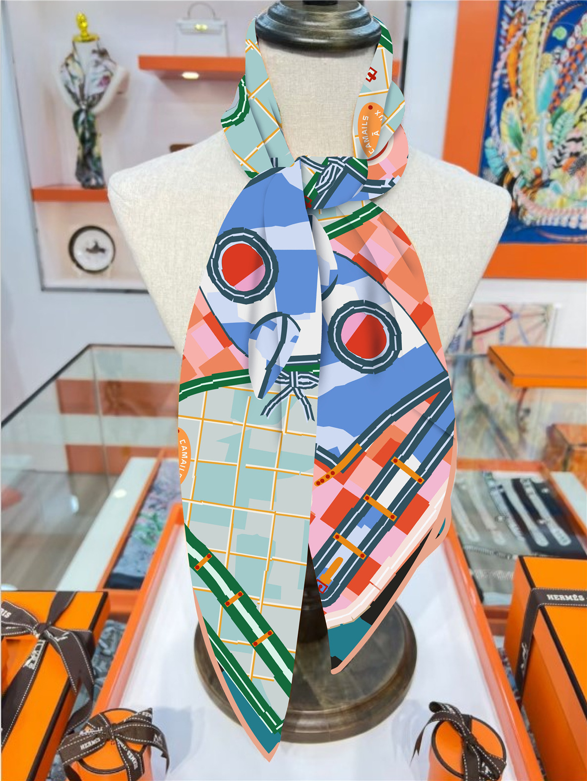 Foulard en soie sergé châle marque de luxe Plaid tête de cheval imprimé Foulard carré femmes Hijabs Bandana Foulard foulard foulards