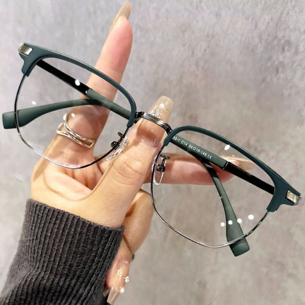 Nouvelles lunettes anti-lumière bleue tendance pour femmes et hommes, monture demi-cerclée rétro, verres plats, protection anti-UV