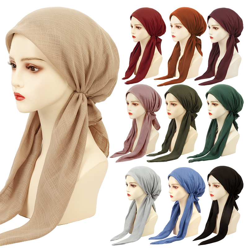 Geebro femmes élégant pré-attaché Turban chimio casquette musulman Hijab casquette intérieure bonnets Bonnet longue queue foulard chapeau bandeau casquettes