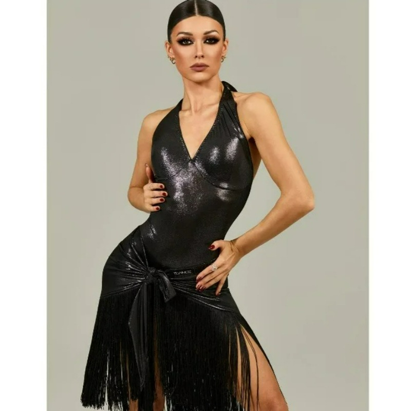 Robe de danse latine pour femmes, haut sans manches, ensemble jupe à franges, Salsa Samba Rumba, vêtements professionnels pour compétitions de danse