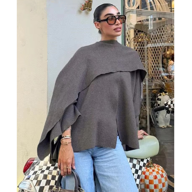 MUJER Cape manteau femmes écharpe col Ponchos femmes 2025 châle à manches longues hiver femme Ponchos Cape tricoté Cardigan pour les femmes