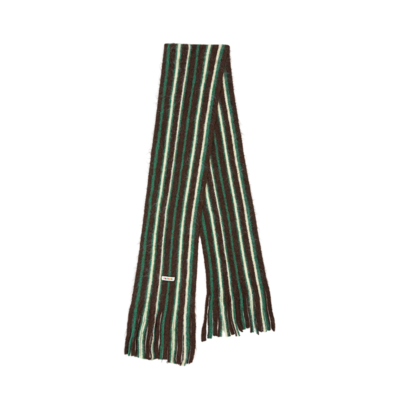 ELFSACK Écharpe chaude décontractée à franges rayées bloc de couleur pour femme