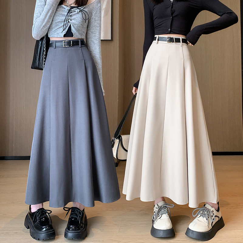 Jupe plissée élégante 2025 pour femme - Jupe midi taille haute coupe trapèze amincissante automne hiver
