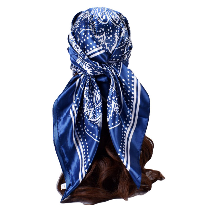 2025 luxe mode impression soie carré Foulard femmes doux Satin bandeau Foulard cravate femme bandeau Foulard sac ruban 90*90 cm