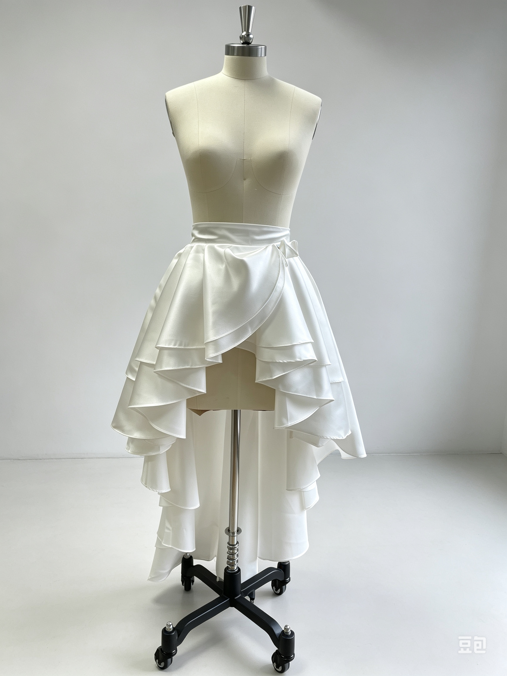 Jupe haute et basse en Satin blanc pour femmes, élégante, à volants, taille haute, ligne a, jupe de bal, nouvelle collection 2026