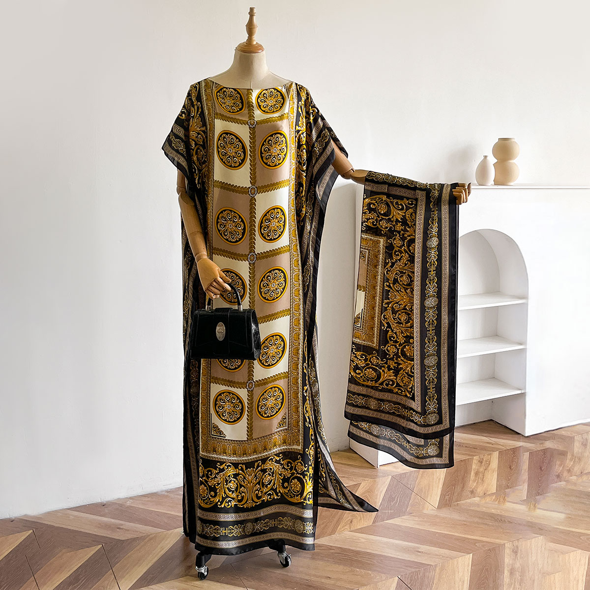 Châle long pour femme, style Dubaï, design MUMU, en soie douce, accessoire de robe de plage estivale, coupe ample, Abaya africaine MOOMOO