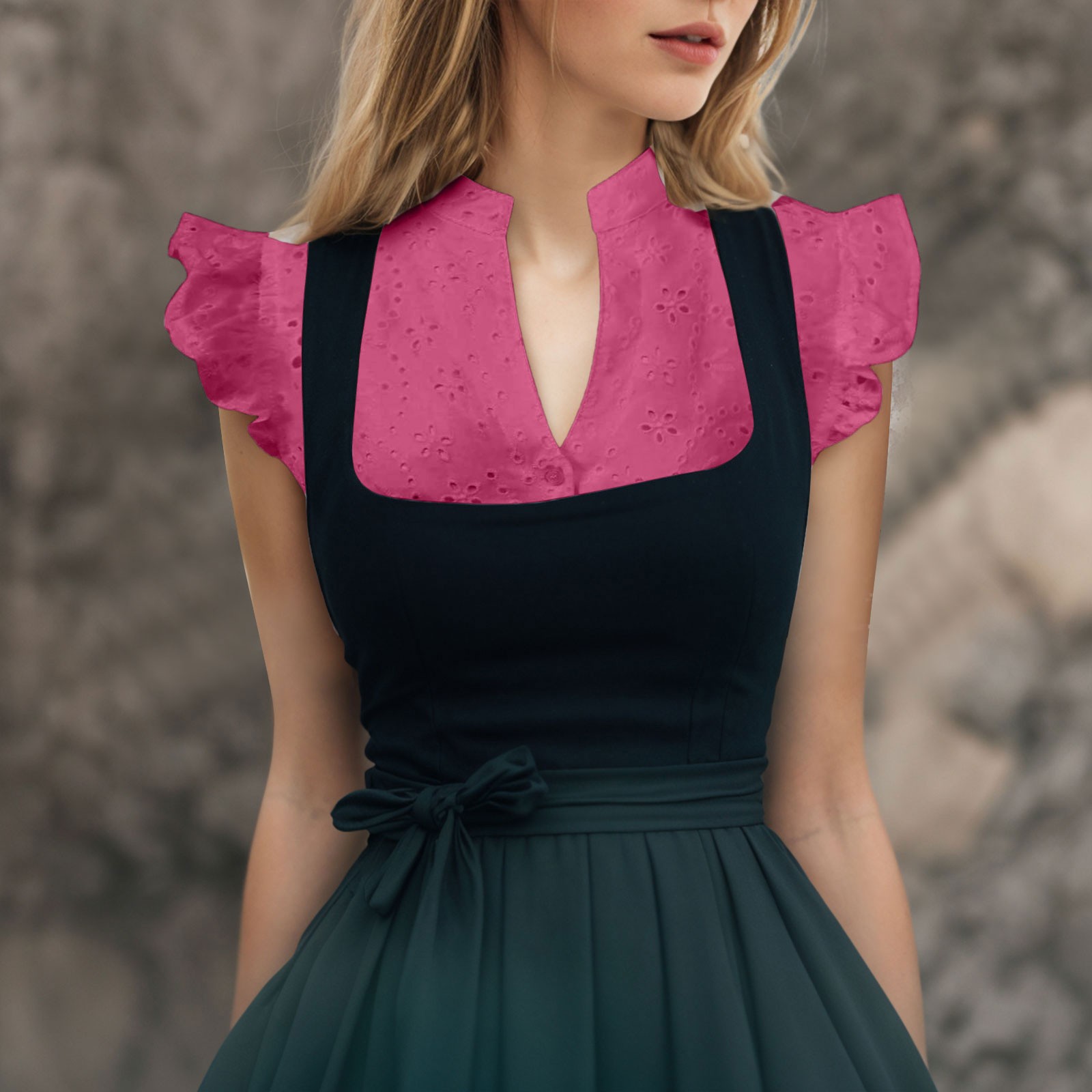 Chemisier de costume pour femme, blanc, à manches courtes, style Dirndl, élégant, en dentelle, grande taille, lingerie push-up