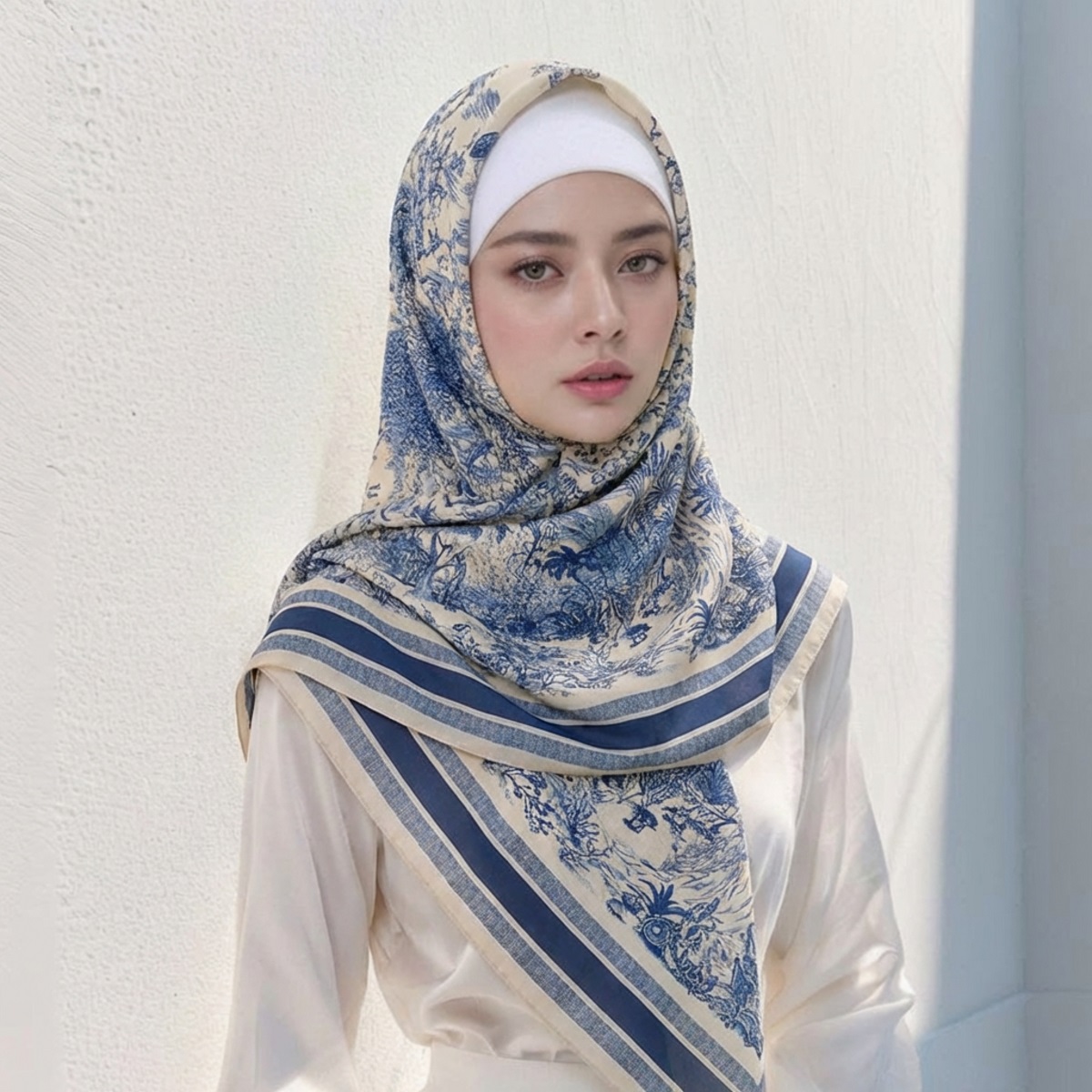 Écharpe carrée en Satin pour femmes, châle de grande taille, Style lavage à l'encre, Design de luxe, mouchoir imprimé Floral, Hijab damassé, 110x110cm