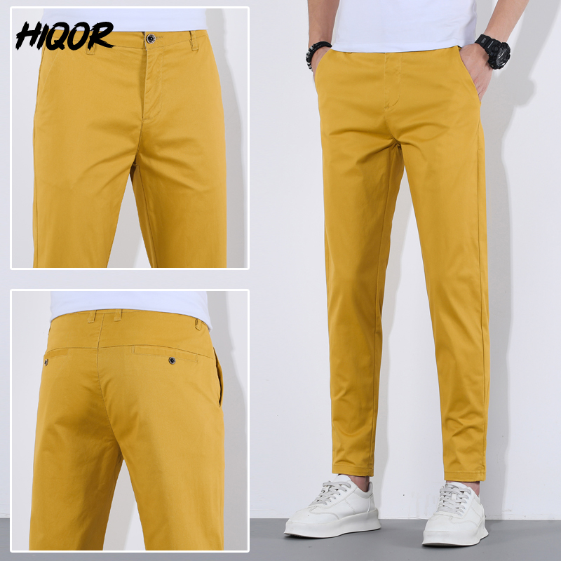 HIQOR-Pantalon Long Décontracté en Coton Fin pour Homme, Vêtement Streetwear Respirant, à la Mode, 9 Couleurs, Été