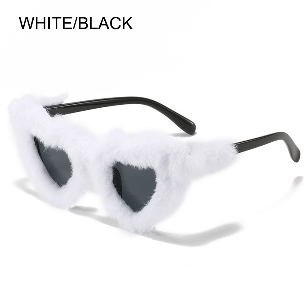 Lunettes de soleil surdimensionnées en forme de cœur pour femmes, style Hip Hop, œil de chat moelleux, nuances en peluche rose, UV400, lunettes de fête