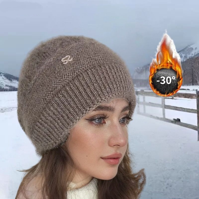Nouveau femmes chapeau d'hiver chaud Protection des oreilles tricot chapeaux épaissir laine Double couche casquettes chaudes personnes âgées tout-Match froid coupe-vent chapeaux