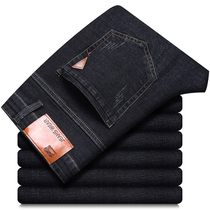 Jean droit pour hommes, pantalon Slim, extensible, confortable, doux, en Denim, pour affaires, vêtements de marque, nouvelle collection 2024