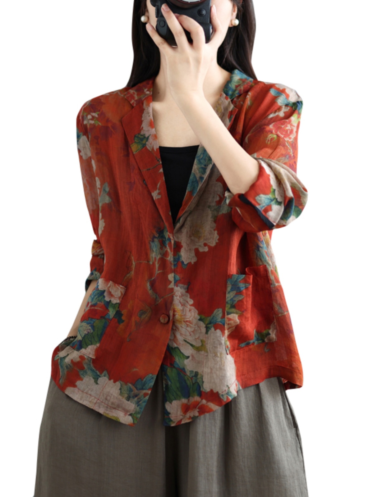 Manteau de costumes en coton et lin pour femmes, Style chinois, Vintage, imprimé floral, mode printemps été, bonne qualité, veste de protection solaire élégante