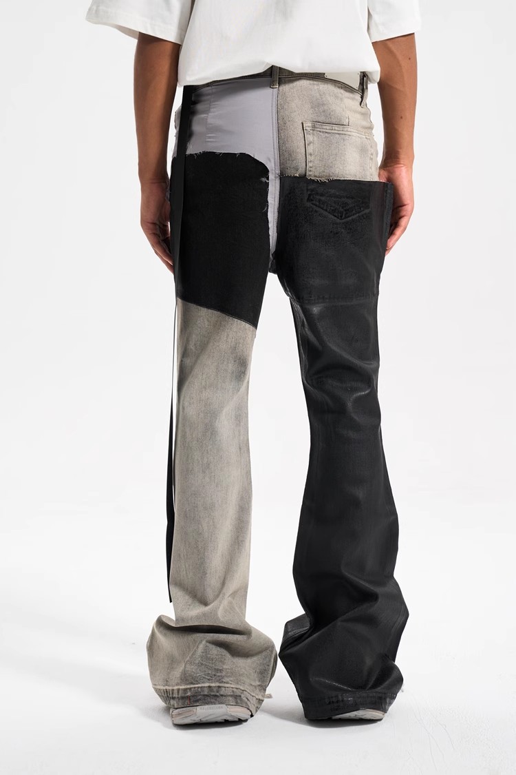Hommes contraste couleur décontracté à la mode Simple basique mince Flare Denim pantalon quatre saisons nouvelle mode homme jean pantalon Streetwear