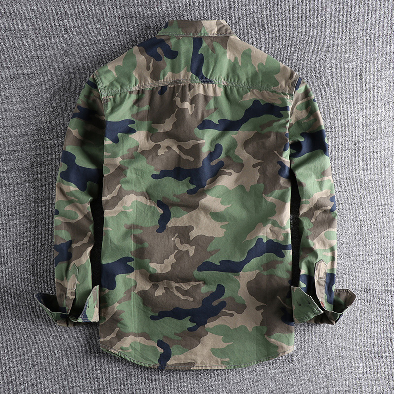 Solomon-Chemise à manches longues pour hommes, vêtements de travail de style n, chemisier décontracté pour jeunes militaires, double poches, mode