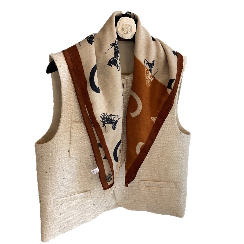 Foulard carré en soie 70x70 cm, style français haut de gamme, tendance, confortable, protection solaire, décoratif