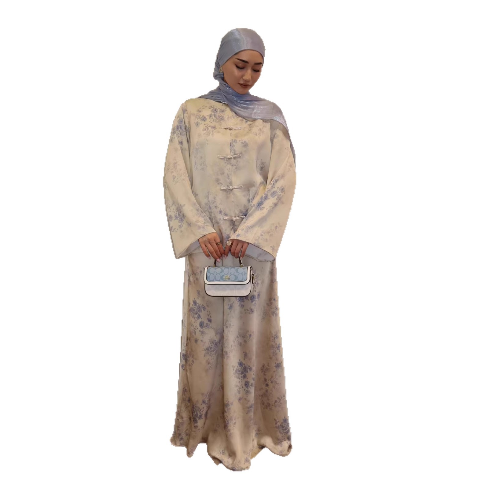 Ensemble jupe et veste musulmane pour femme, jupe longue, ensemble 2 pièces, imprimé floral, veste à simple boutonnage, tenues Eid Ramadan Dubaï