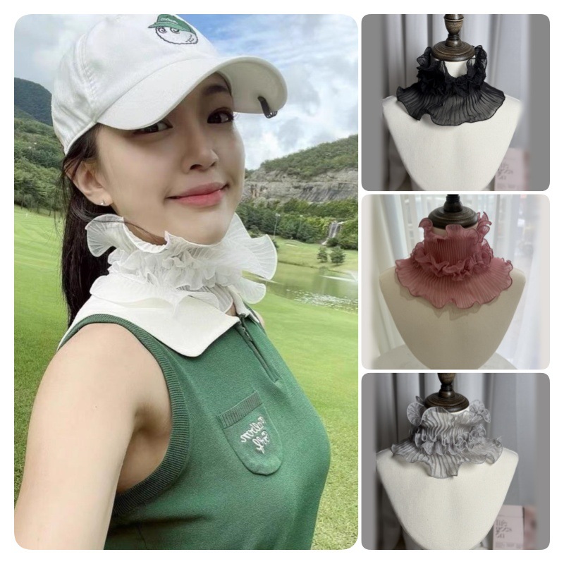 Écharpe en dentelle pour femmes, col décoratif plissé fin, faux col, respirant, élégant, adapté à toutes les saisons, printemps et été