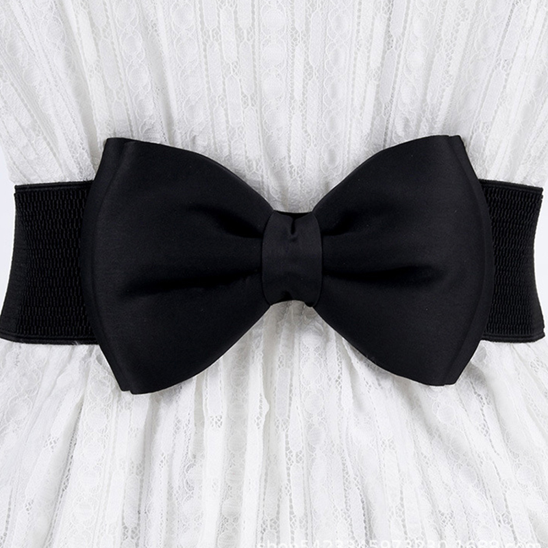 Ceinture large élastique unie pour femme avec nœud, élégante, pour robe, pull ou manteau, ceinture décorative pour femme