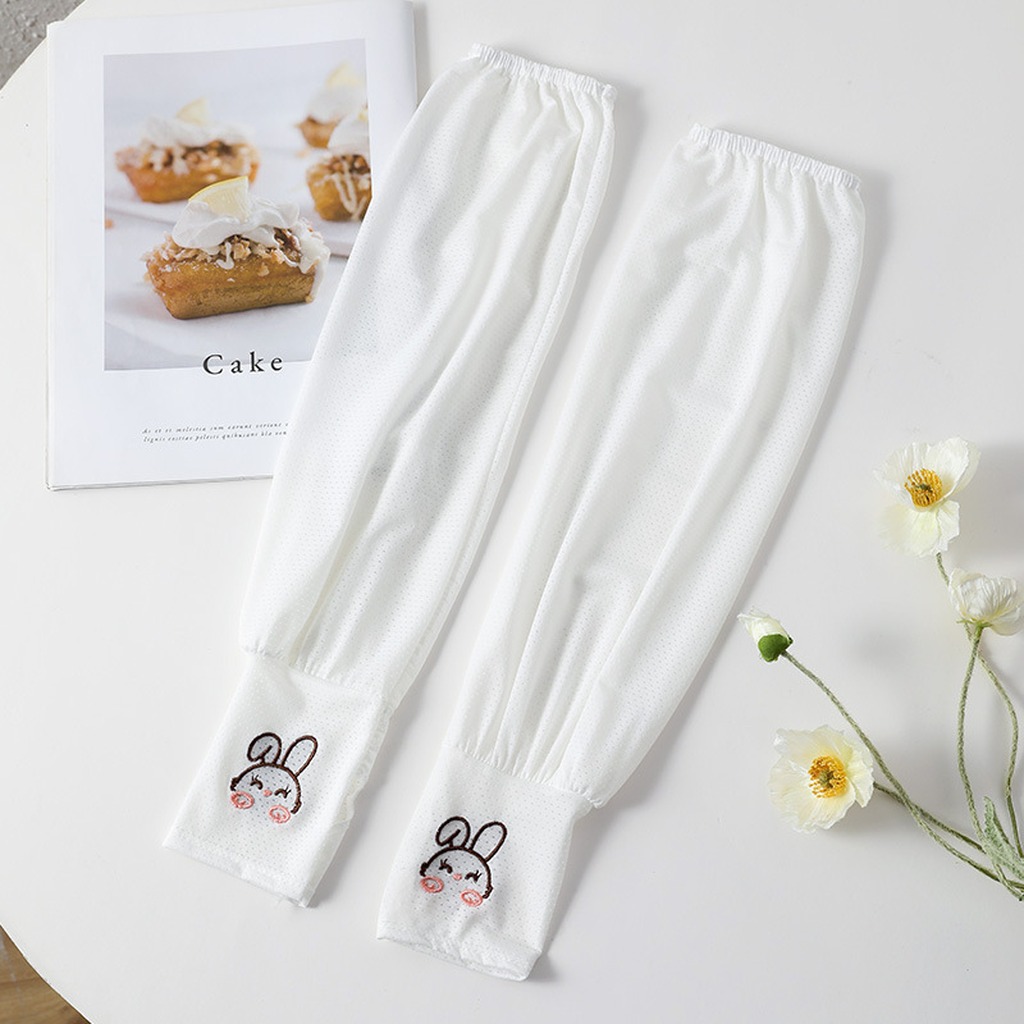 Manches de protection solaire en soie glacée pour l'été, protection UV pour la conduite en extérieur, manches de protection des bras amples pour femmes, motif lapin