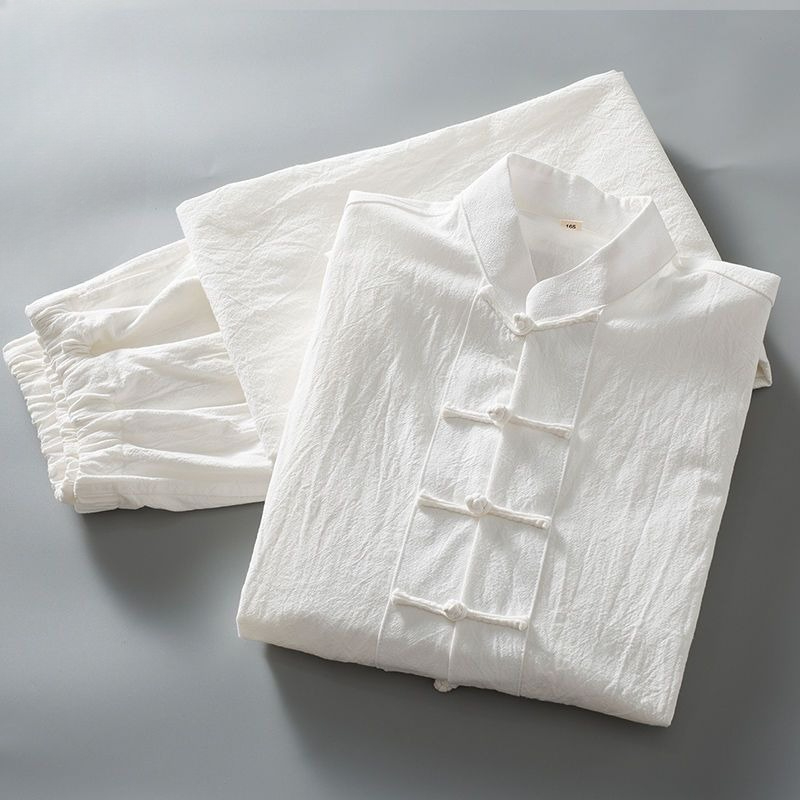 Nouvelle Collection Printemps-Automne : Veste Tang en Lin pour Homme, Manches Longues, Robe Longue Style Rétro Chinois, Vêtement Décontracté pour Homme