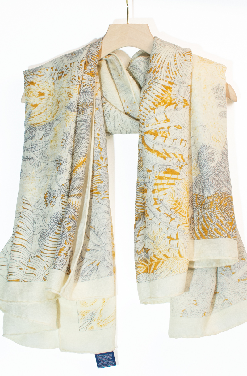 Châle de luxe pour femme 140x140cm en mélange de soie et de laine, imprimé feuilles de palmier, écharpe chaude pour l'automne et l'hiver, enveloppement élégant pour femmes