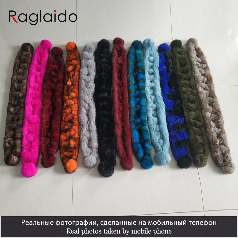 Femmes hiver lapin fourrure écharpe 100% naturel lapin fourrure mode chaud et doux foulard en gros Pompon fourrure foulards bandeaux