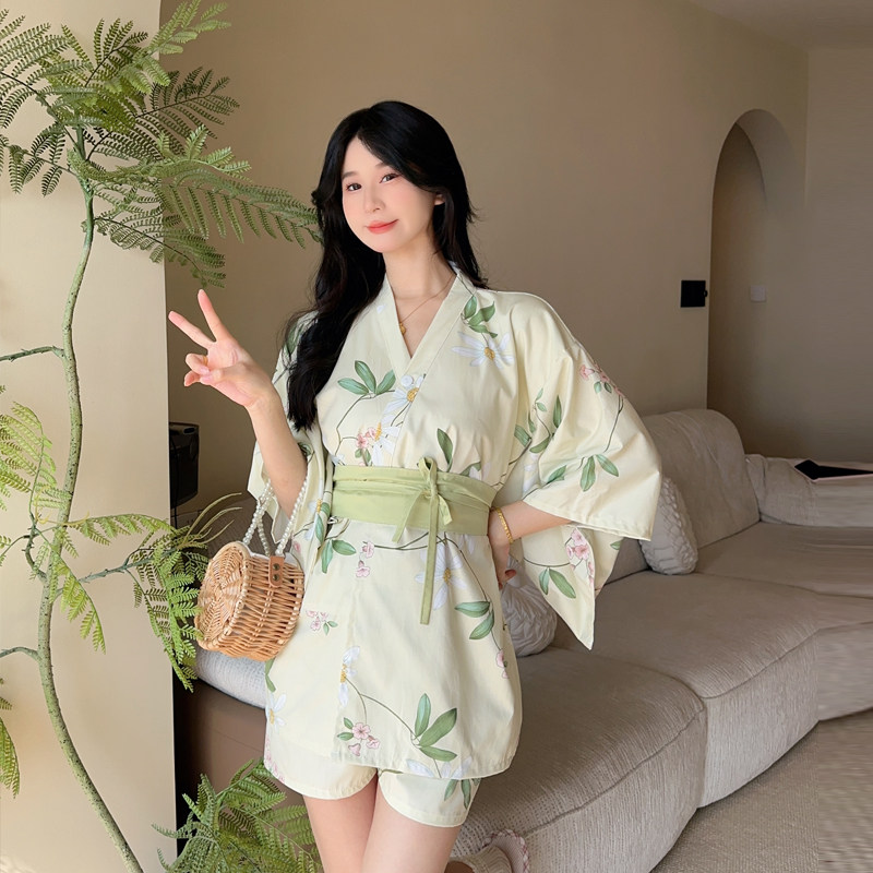 Robe kimono en coton pour femmes, coupe ajustée, col en V, peignoir moelleux, ensemble de pyjama mignon, vêtements de détente doux et confortables, vêtements de nuit décontractés FF6363