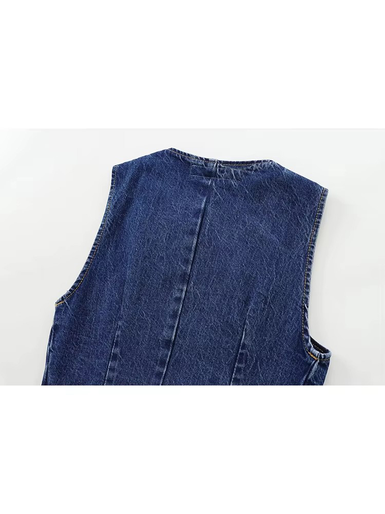 Nouveau Gilet Court en Jean Bleu pour Femme 2026 – Tendance Automne, Décontracté, Sans Manches, Style Urbain