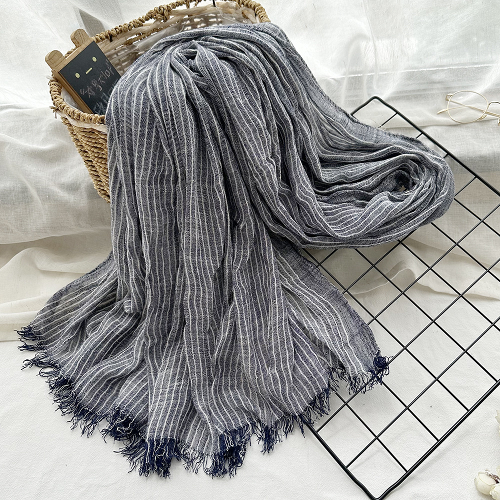 Écharpe en lin de coton pour hommes, écharpes rayées pour hommes, foulard chaud de la présidence, châle rond, accessoires masculins, mode, automne, hiver