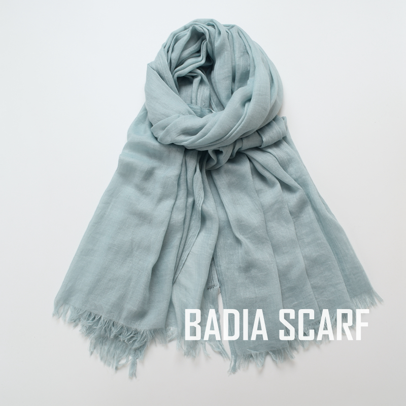 Maxi Hijab uni pour femme, châle doux effet coton froissé 105*190cm, léger avec franges, foulard de tête