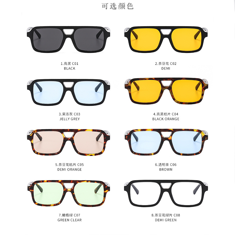 Grandes lunettes de soleil carrées mode lunettes de soleil pour femmes hommes tendance lunettes jaune bleu lentille rétro Vintage lunettes voyage 307460