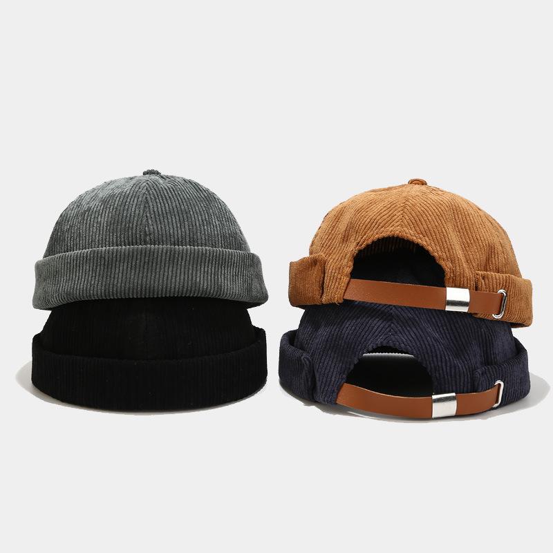 Casquette sans bords en velours côtelé pour hommes et femmes, chapeau de propriétaire réglable, bonnet rétro Docker, unisexe, Hip Hop, Streetwear, dôme, nouvelle collection