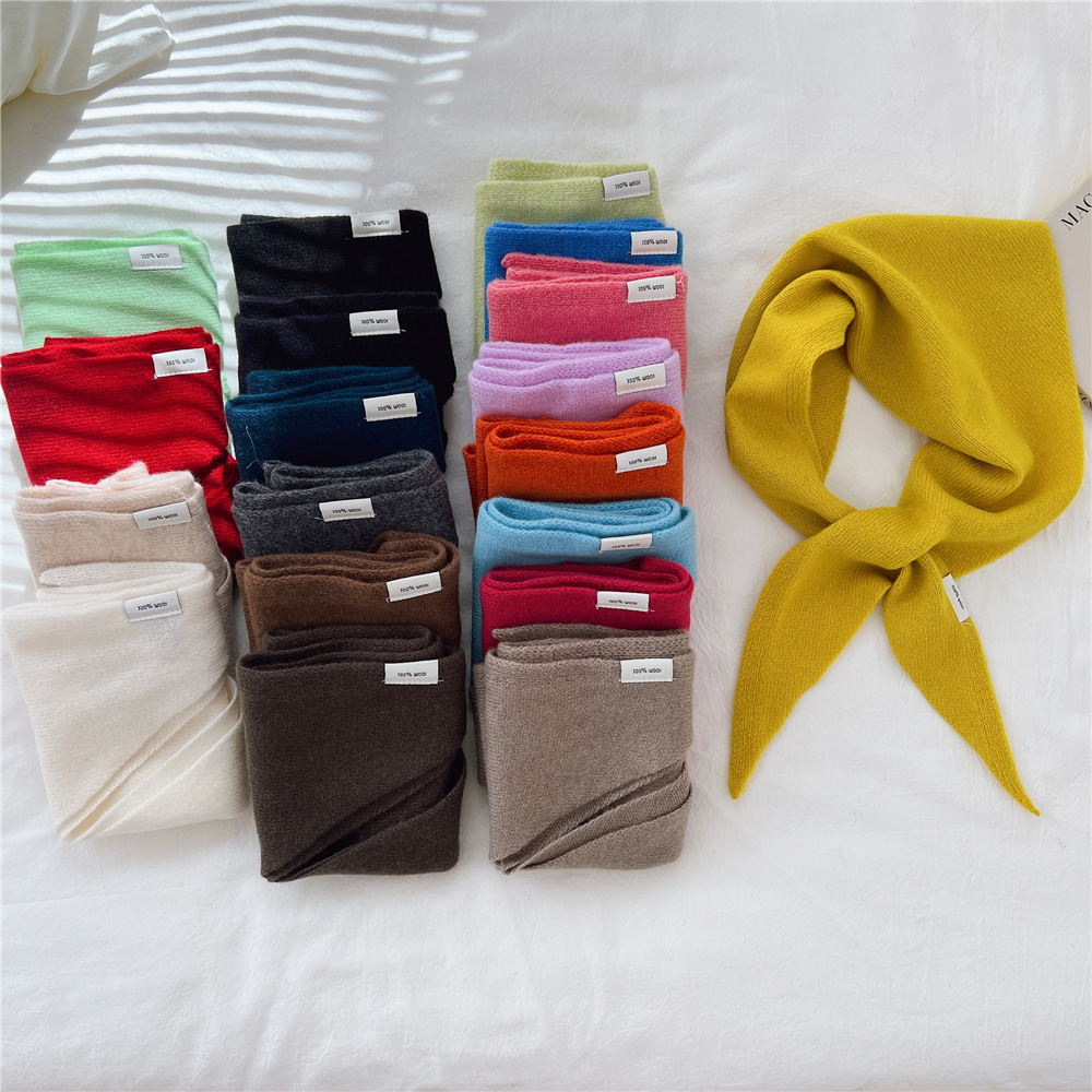 2025 femmes laine mélange écharpe Triangulaire châle hiver chaud doux tricoté col écharpe Bandana multi-fonctionnel petites écharpes en laine