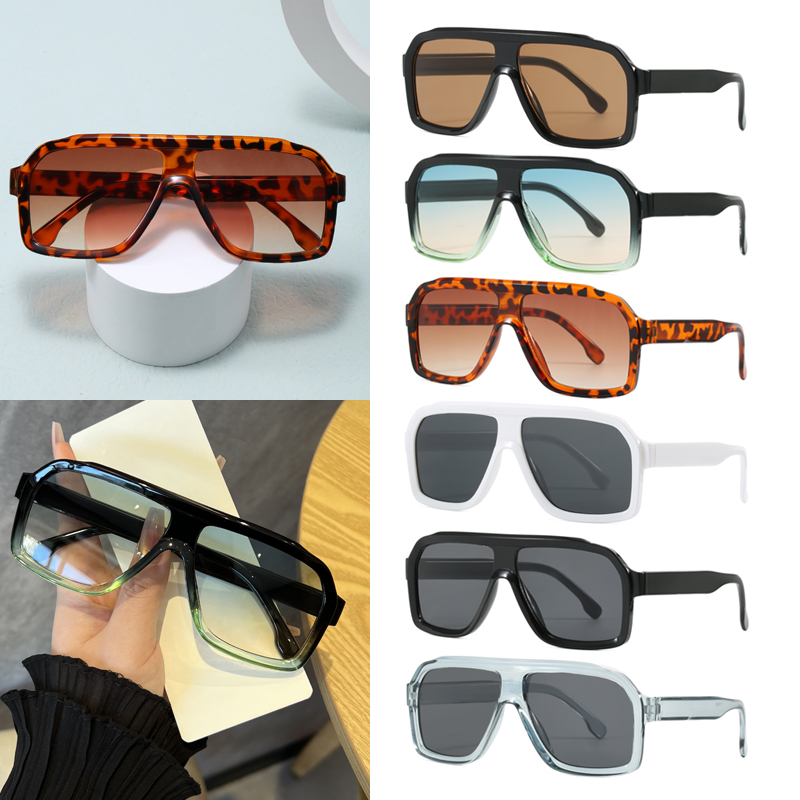 Lunettes de soleil polygonales noires surdimensionnées anti-lumière pour la randonnée, monture épaisse, pour femmes et hommes, style chic et tendance