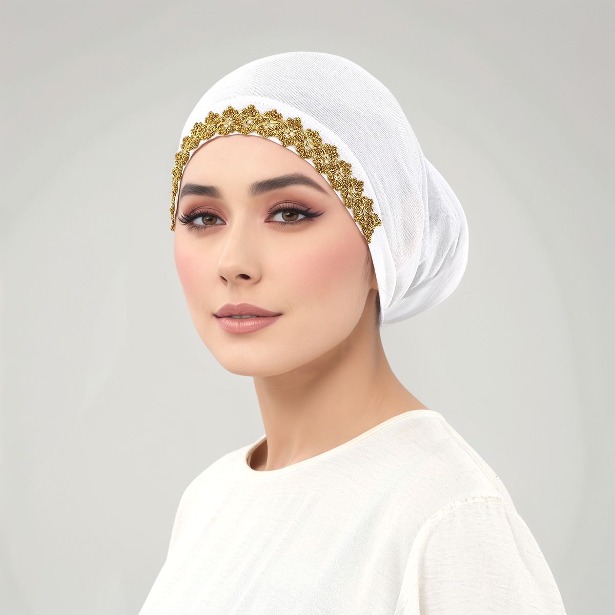Maillot brodé de fleurs dorées, Hijabs pour femmes musulmanes, casquette intérieure en Modal, Tube de Turban, Bonnet doux et extensible, chapeau Mujer